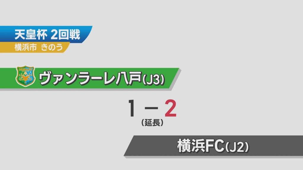 サッカー天皇杯　ヴァンラーレ八戸は2回戦で横浜FCに敗れる